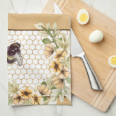 Honingraat en bijenbloem theedoek (Quarter Fold)