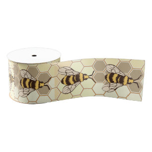 Honingraat en Bumblebijen Grosgrain Lint