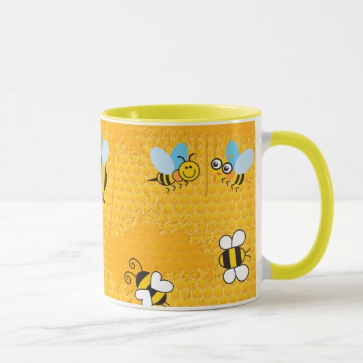 Honingraat en Cartoon Bee Ringer Mokken (Rechts)
