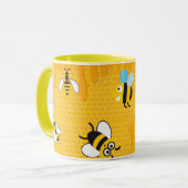 Honingraat en Cartoon Bee Ringer Mokken (Voorkant links)