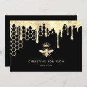 Honingraat en Faux Gold folie Queen Bee Kaart (Voorkant / Achterkant)