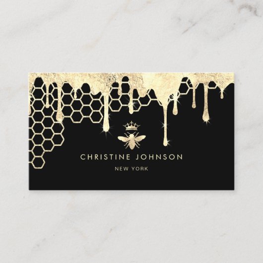 Honingraat en Faux Gold folie Queen Bee Visitekaartje (Voorkant)
