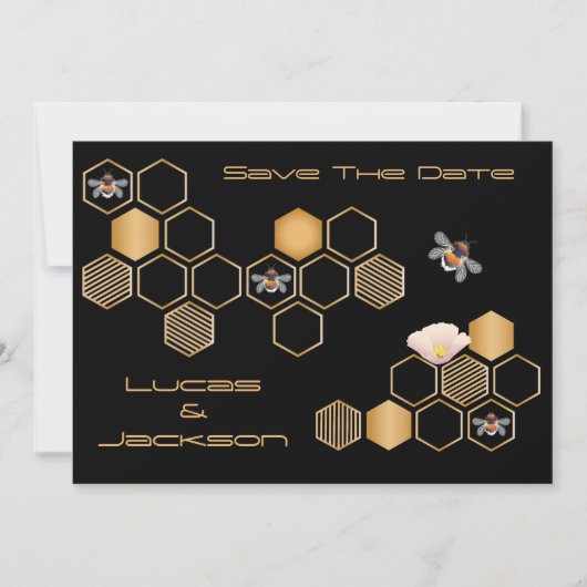 Honingraat en Floral sparen de datum Kaart (Voorkant)