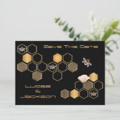 Honingraat en Floral sparen de datum Kaart (Staand voorkant)