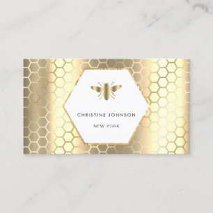 Honingraat en Hexagon Bee logo Faux Gold folie Visitekaartje
