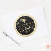Honingraat en honingbijen Iridescent Yellow Border Ronde Sticker (Envelop)