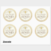 Honingraat en honingbijen Iridescent Yellow Border Ronde Sticker (Vel)