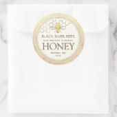 Honingraat en honingbijen Iridescent Yellow Border Ronde Sticker (Tas)