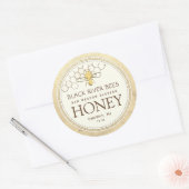 Honingraat en honingbijen Iridescent Yellow Border Ronde Sticker (Envelop)