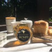 Honingraat en honingbijen zwart ronde sticker