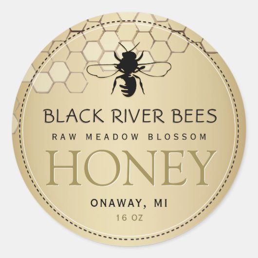 Honingraat en honinggoud voor bijen ronde sticker (Voorkant)