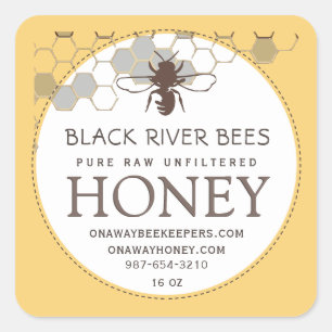 Honingraat en honingraat, geel vierkante sticker