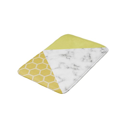 Honingraat en marmer, effect: Mustard Yellow Bath Badmat (Gekanteld)