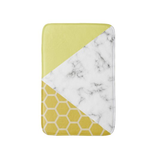Honingraat en marmer, effect: Mustard Yellow Bath  Badmat (Voorkant Verticaal)