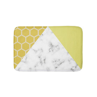 Honingraat en marmer, effect: Mustard Yellow Bath  Badmat