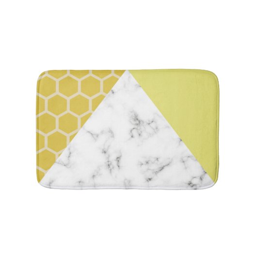 Honingraat en marmer, effect: Mustard Yellow Bath Badmat (Voorkant)