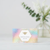 Honingraat en zeshoek bij logo visitekaartje (Staand voorkant)