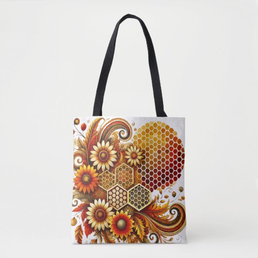  Honingraat en Zonnebloem Canvas tas (Voorkant)