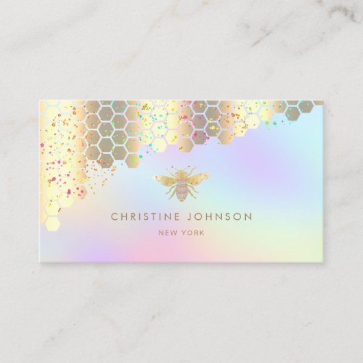 Honingraat Faux Gold folie Honingbij Visitekaartje (Voorkant)