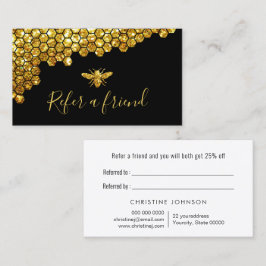 Honingraat Faux Gold Glitter Bijen Verwijzings Kaa Visitekaartje