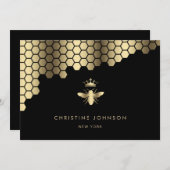 honingraat faux gouden folie Queen Bee Kaart (Voorkant / Achterkant)