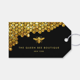 honingraat faux goudglitter cadeaulabel