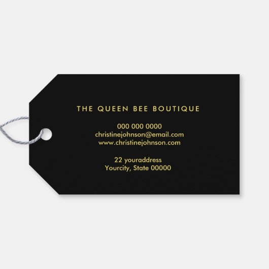 honingraat faux goudglitter cadeaulabel (Achterkant Horizontaal)