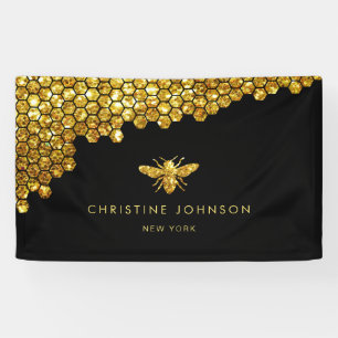 honingraat faux goudglitter spandoek