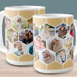 Honingraat Fotocollage 17 Afbeelding 15oz Koffiemok<br><div class="desc">Creëer je eigen fotomozaïek in honingraatpatroon. De fotosjabloon is ingesteld voor u om 17 van uw favoriete afbeeldingen vrienden, familie, huisdieren, vakanties enz. toe te voegen. Uw afbeeldingen worden weergegeven in zeshoekige vorm om de honingraatfotocollage te vormen en werken in rijen van links naar rechts. Het ontwerp is in warme...</div>
