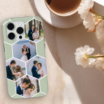 Honingraat Fotocollage 5 Afbeelding Salie Groen iPhone 15 Pro Max Hoesje<br><div class="desc">Creëer je eigen fotocollage in honingraatpatroon. De fotosjabloon is ingesteld voor u om 5 van uw favoriete afbeeldingen vrienden, familie, huisdieren, vakanties etc. toe te voegen. Uw afbeeldingen worden weergegeven in zeshoekige vorm om de honingraat te vormen, en werken in rijen van links naar rechts. Het ontwerp is in salie...</div>