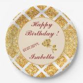 Honingraat Goud Glitter Boho Populaire Collectie Papieren Bordje (Voorkant)