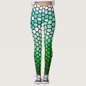 Honingraat groen en wit leggings (Voorkant)