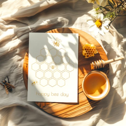 Honingraat Happy Bee Day Folie Verjaardag Kaart