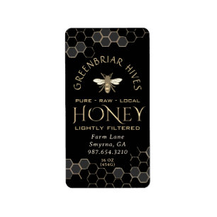 Honingraat Heraldic Bee Honing Metallic Gold Black Etiket