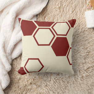 Honingraat hexagon geometrisch beige kussen