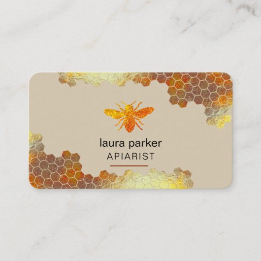Honingraat Honing Bijen Apirarist Zeshoeken Bijenh Visitekaartje (Voorkant)
