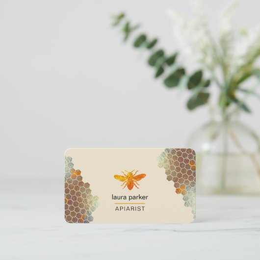 Honingraat Honing Bijen Apirarist Zeshoeken Imker Visitekaartje (Staand voorkant)