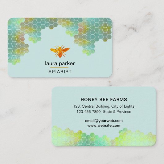 Honingraat Honing Bijen Apirarist Zeshoeken Imker Visitekaartje (Voorkant / Achterkant)