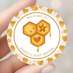 Honingraat Honingbij Cute Baby Shower Ronde Sticker