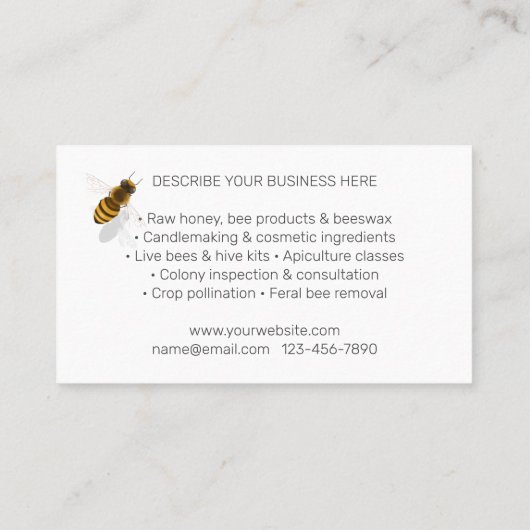 Honingraat & Honingbijen Imker Bijenteelt Visitekaartje (Achterkant)