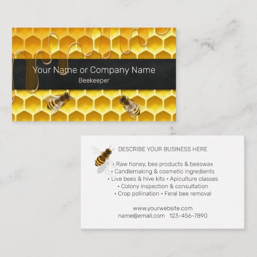 Honingraat & Honingbijen Imker Bijenteelt Visitekaartje (Voorkant / Achterkant)