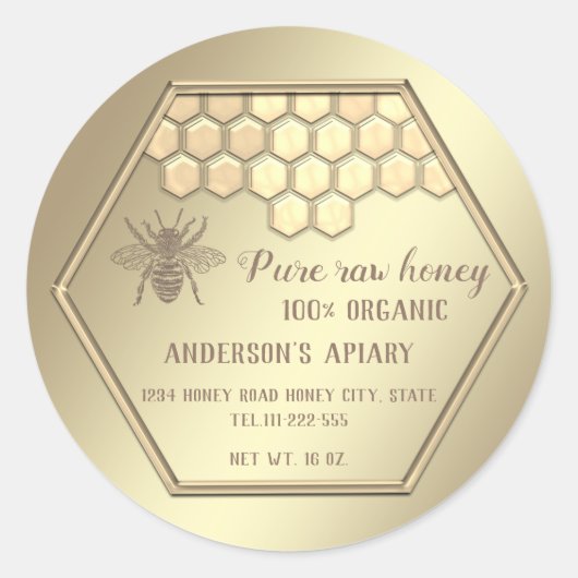  honingraat honingraat ronde sticker (Voorkant)