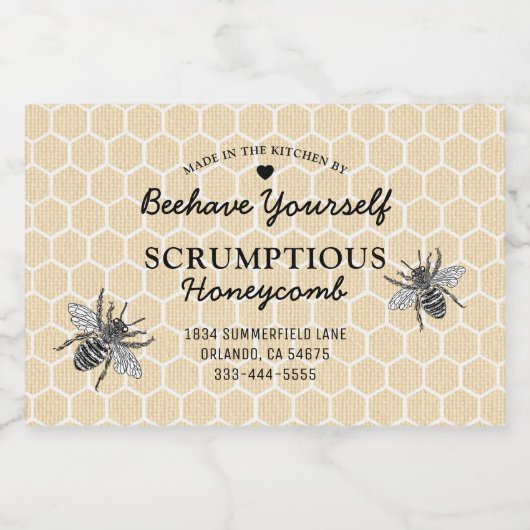 honingraat honingvoer voedselcontainer etiket (Enkel label)