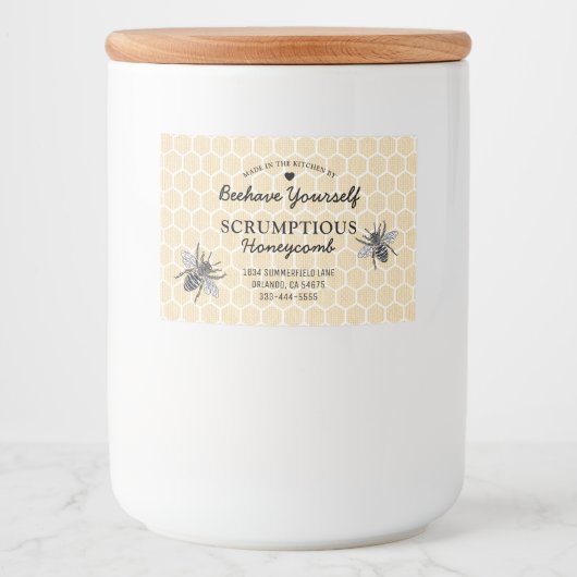 honingraat honingvoer voedselcontainer etiket (Voorkant)