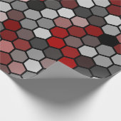 Honingraat in rood, honing zoals hexagon patroon cadeaupapier (Hoek)