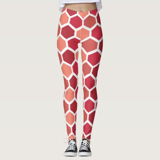 Honingraat in roodtinten leggings (Voorkant)