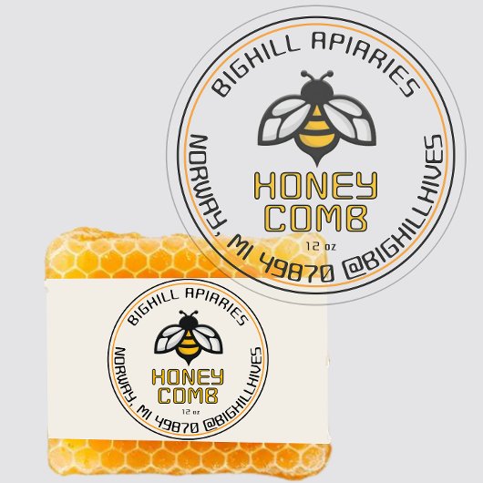 Honingraat Label Yellow Bee Beekeeper Contactgegev