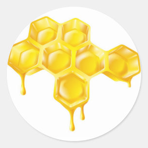 Honingraat met druppelhoning ronde sticker