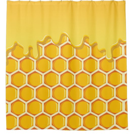 Honingraat met Honey Drip. Douchegordijn (Voorkant)