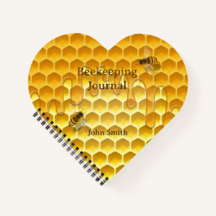 Honingraat met Vliegende Honingbijen Custom Heart Notitieboek
